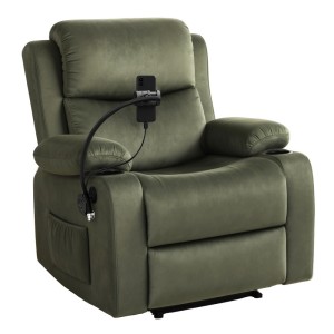 Artiss Heated Massage Recliner Chair Velvet Green, 8-Point Massage, Phone Holder, USB Ports, 150kg Weight Capacity