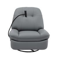 Artiss Manual Swivel Rocker Recliner with USB Ports - PU Leather, 100x90x96cm, 360° Rotation, Grey, Multi-Function Chair