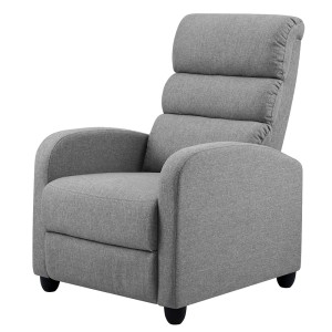 Artiss Recliner Armchair, Faux Linen Fabric, Grey, 64.5x89x98cm, High-Resilience Foam, Adjustable Comfort Chair