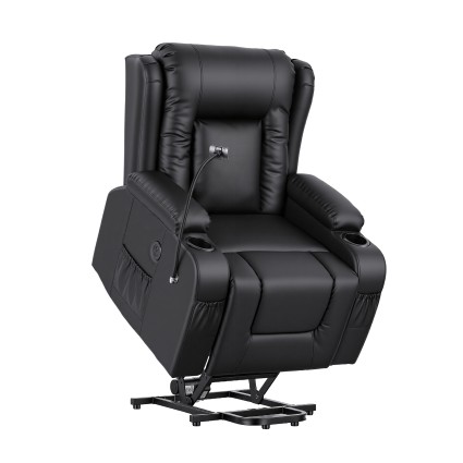 Artiss Power Lift Recliner Chair with 8‑Point Massage Lumbar Heat USB Phone Holder PU Leather Electric Sofa