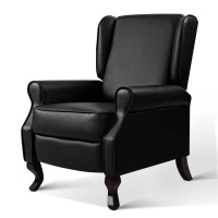 Artiss Recliner Armchair, Premium PU Leather, 64.5x72x99cm, Black, Adjustable Comfort, Home Cinema Experience
