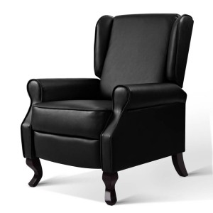 Artiss Recliner Armchair, Premium PU Leather, 64.5x72x99cm, Black, Adjustable Comfort, Home Cinema Experience