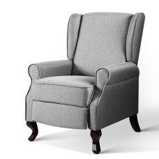 Artiss Recliner Armchair, Faux Linen Fabric, 64.5x72x99cm, Grey, Adjustable, High-Resilience Foam, Home Cinema Chair Artiss Recliner Armchair, Faux Linen Fabric, 64.5x72x99cm, Grey, Adjustable, High-Resilience Foam, Home Cinema Chair