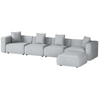 Artiss Modular Sofa Chaise Set, Faux Linen, 5-Seater, Grey, 361x82x57cm, Modern Living Room Furniture, Durable & Stylish