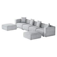 Artiss Modular Sofa Chaise Set, Faux Linen, 6-Seater, Grey, 361cm, Modern Living Room Furniture, Comfortable & Stylish