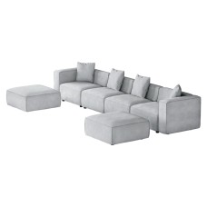 Artiss Modular Sofa Chaise Set, Faux Linen, 6-Seater, Grey, 361cm, Modern Living Room Furniture, Comfortable & Stylish Artiss Modular Sofa Chaise Set, Faux Linen, 6-Seater, Grey, 361cm, Modern Living Room Furniture, Comfortable & Stylish