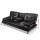 Artiss 3-Seater Sofa Bed, Black PU Leather, 188CM, Convertible Couch with Cup Holders, Adjustable Backrest