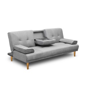 Artiss 3-Seater Sofa Bed 188CM Grey Faux Linen - Stylish, Space-Saving, Adjustable, Eco-Friendly, Cup Holders Included