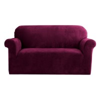 Artiss Velvet Sofa Cover for 2-Seater - Ruby Red, Stretchable Crystal Velvet with Anti-Slip Foam, Machine Washable