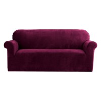 Artiss Ruby Red Velvet Sofa Cover for 3-Seater Couch - Stretchable, Machine Washable, Anti-Slip, Elegant Style