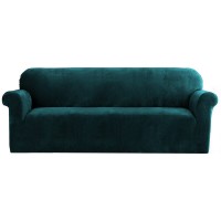 Artiss 4-Seater Velvet Sofa Cover in Agate Green - High Stretch, Anti-Slip, Machine Washable, All-Round Protection