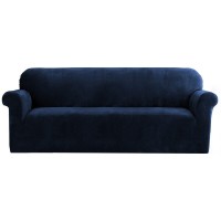 Artiss 4-Seater Sofa Cover - Stretchable Crystal Velvet, Sapphire, Anti-Slip, Machine Washable, All-Round Protection