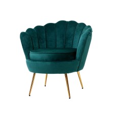 Artiss Armchair Velvet Green 71cm Shell Back, High Resilience Foam Padding, Gold Metal Legs, Modern Accent Chair