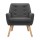 Artiss Anne Armchair in Charcoal Linen Fabric - Full Size with Tufted Backrest, Thick Foam Padding, Durable Wood Frame
