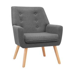 Artiss Fabric Dining Armchair, Linen Upholstery, Grey, 58x50x80cm - Retro Style, Tufted Design, Comfortable Seating