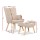 Artiss Armchair Set with Ottoman, Faux Linen, Beige, 58x52x85cm, Scandinavian Style, Elegant Tufted Design
