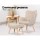 Artiss Armchair Set with Ottoman, Faux Linen, Beige, 58x52x85cm, Scandinavian Style, Elegant Tufted Design