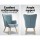 Artiss Armchair Set with Ottoman, Faux Linen, Blue, 58x52x85cm, Scandinavian Style, Comfortable & Durable
