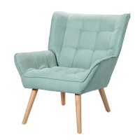 Artiss Cindy Armchair Lounge Chair, Blue Linen Fabric, Tufted Accent Sofa Seat, Metal Frame, 75x82x85cm, Modern Style