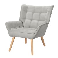 Artiss Armchair Lounge Chair, Grey Faux Linen Fabric, Modern Scandinavian Accent, 75x82x85cm, Tufted Cushion Seat