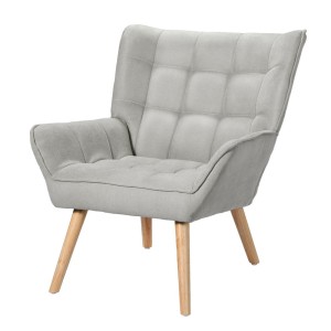 Artiss Armchair Lounge Chair, Grey Faux Linen Fabric, Modern Scandinavian Accent, 75x82x85cm, Tufted Cushion Seat