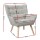Artiss Armchair Lounge Chair, Grey Faux Linen Fabric, Modern Scandinavian Accent, 75x82x85cm, Tufted Cushion Seat
