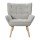 Artiss Armchair Lounge Chair, Grey Faux Linen Fabric, Modern Scandinavian Accent, 75x82x85cm, Tufted Cushion Seat
