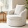 Artiss Round Swivel Armchair with Extra Pillow, White - 360° Swivel, Sherpa Fleece Upholstery, 70x76x84cm, 150kg