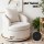 Artiss Round Swivel Armchair with Extra Pillow, White - 360° Swivel, Sherpa Fleece Upholstery, 70x76x84cm, 150kg