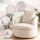 Artiss Round Swivel Armchair with Extra Pillow, White - 360° Swivel, Sherpa Fleece Upholstery, 70x76x84cm, 150kg