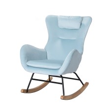 Artiss Rocking Chair Armchair Velvet Blue, 63x83x90cm, Cosy Lounge with Pillow & Side Pocket, Anti-Slip Pads