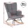 Artiss Grey Linen Rocking Armchair: Ergonomic, Durable Metal Frame, Rubber Wood Legs, 180kg Capacity, 68x74x91cm