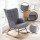 Artiss Grey Linen Rocking Armchair: Ergonomic, Durable Metal Frame, Rubber Wood Legs, 180kg Capacity, 68x74x91cm