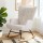 Artiss White Bouclé Fabric Rocking Armchair - Ergonomic Design with Metal Frame, Rubber Wood Legs, 180kg Capacity