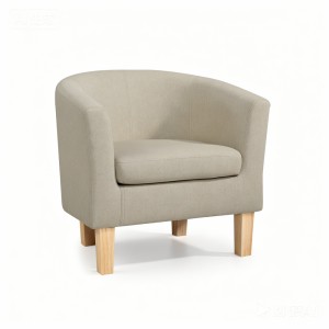 Artiss Abby Armchair Tub Chair Beige Faux Linen, Full Size, Thick Foam Padding, Rubber Wood Legs, 70x64x67.5cm