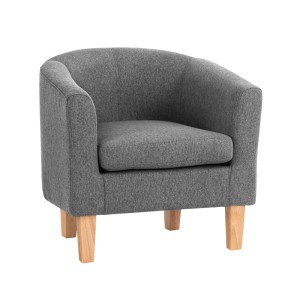 Artiss Abby Fabric Armchair, Linen Upholstery, Full Size, Grey, 70x64x67.5cm - Modern Comfort & Timeless Style