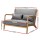 Artiss Olive 2-Seater Love seat: Modern Scandinavian Armchair in Grey Faux Linen, Sturdy Rubber Wood Frame, 102cm Wide