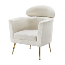 Artiss Yoli Armchair - Modern White Boucle Fabric, Scandinavian Design, Sturdy Metal Frame, 1-Year Warranty