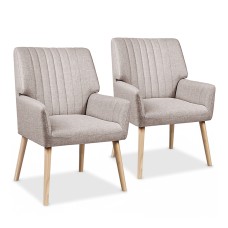Artiss Sebastini 2X Armchair, Beige Faux Fabric, 63x64.5x84cm, Plush Comfort, Stylish Design, Easy Assembly