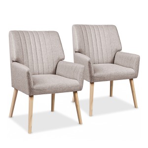 Artiss Sebastini 2X Armchair, Beige Faux Fabric, 63x64.5x84cm, Plush Comfort, Stylish Design, Easy Assembly
