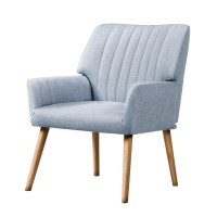 Artiss Sebastini Armchair, Faux Fabric, Blue Grey, 63x64.5x84cm, Stylish & Comfortable with Rubber Wood Legs