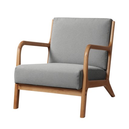 Artiss Olive Armchair Light Grey - Premium Faux Fabric, High-Resilience Foam, Sturdy Rubber Wood, 150kg Capacity