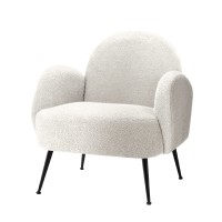 Artiss Hanes White Sherpa Boucle Armchair – Luxurious Upholstery, 64x70x74cm, Sturdy Steel Legs, 150kg Capacity