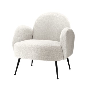 Artiss Hanes White Sherpa Boucle Armchair – Luxurious Upholstery, 64x70x74cm, Sturdy Steel Legs, 150kg Capacity