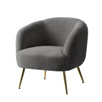 Artiss Carneiro Armchair - Charcoal Sherpa Boucle, Curvy Winged Backrest, Golden Steel Legs, 70cm, 150kg Capacity