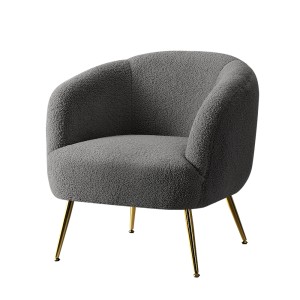 Artiss Carneiro Armchair - Charcoal Sherpa Boucle, Curvy Winged Backrest, Golden Steel Legs, 70cm, 150kg Capacity