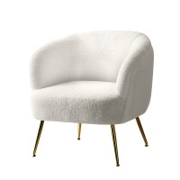Artiss Carneiro Armchair Lounge Chair - White Sherpa Boucle, Steel Legs, 70cm, Premium Comfort, 150kg Capacity