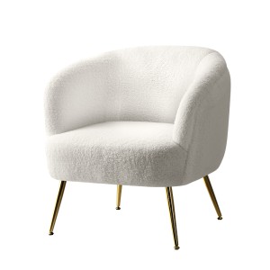 Artiss Carneiro Armchair Lounge Chair - White Sherpa Boucle, Steel Legs, 70cm, Premium Comfort, 150kg Capacity