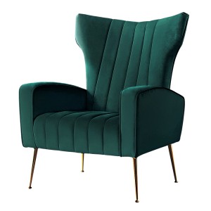 Artiss Armchair, Velvet Upholstery, Green, 73x77x91.5cm, Luxury Design, Comfortable High-Back, Golden Metal Legs