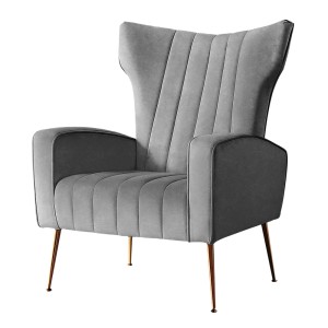 Artiss Armchair, Grey Velvet, 73x77x91.5cm - Kate Collection, High-Back Comfort, Luxury Accent Chair for Home